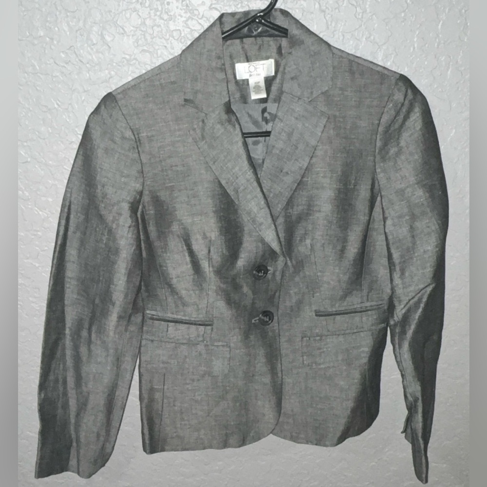 LOFT Charcoal Linen Blazer